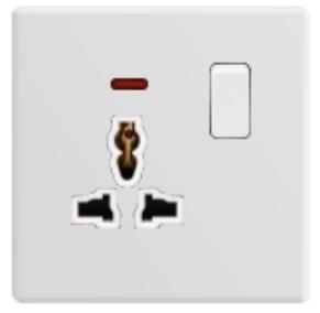 MF switched socket with neon