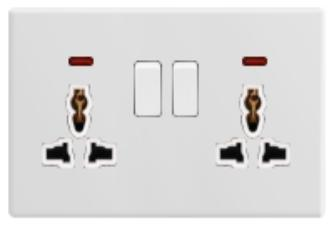 2* MF switched socket with neon